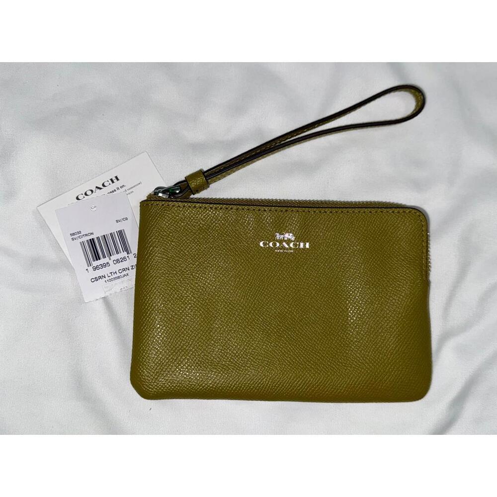 Coach Corner Zip Wristlet 58032 Citron - Picture 2 of 8